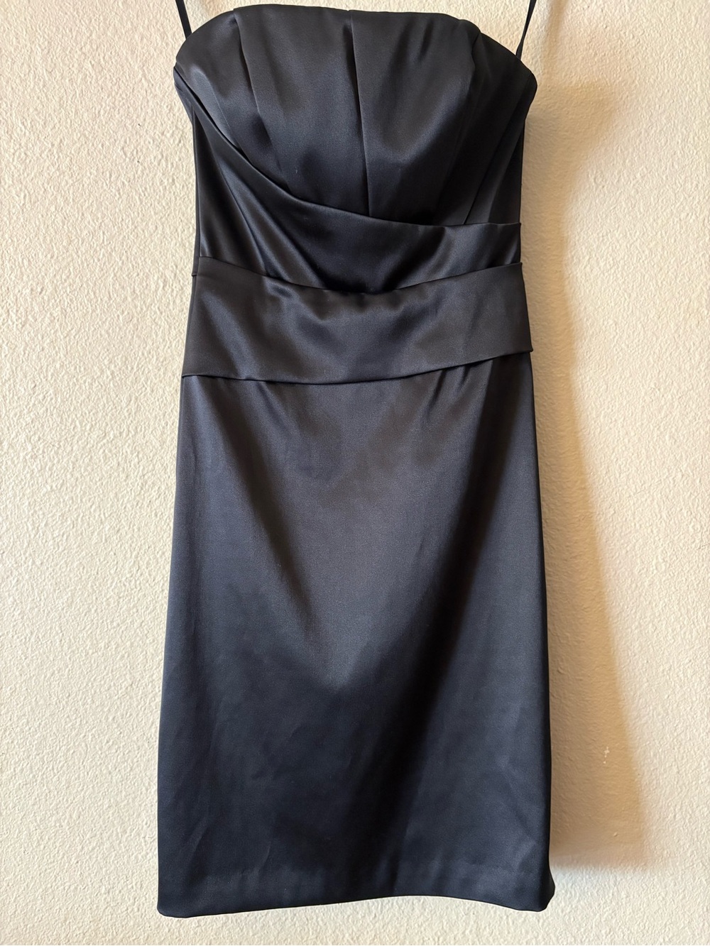 White House Black Market Black Satin Strapless Cocktail Dress Size 0 Sheath